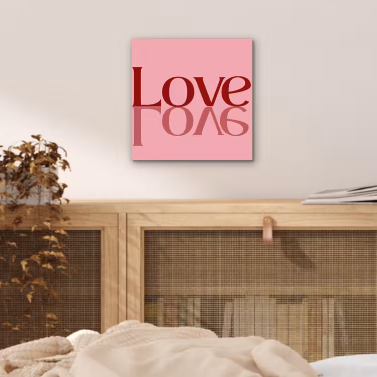 Aluminium schilderij - Love - Roze - Spiegeling — 4
