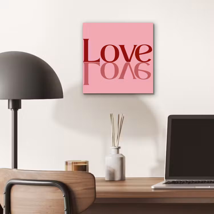 Aluminium schilderij - Love - Roze - Spiegeling — 6
