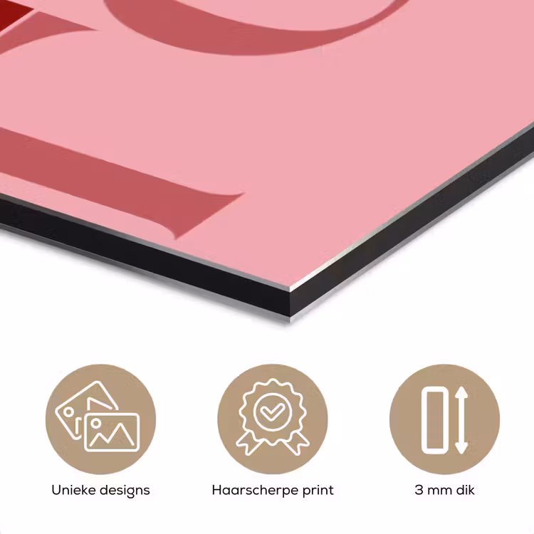 Aluminium schilderij - Love - Roze - Spiegeling — 7