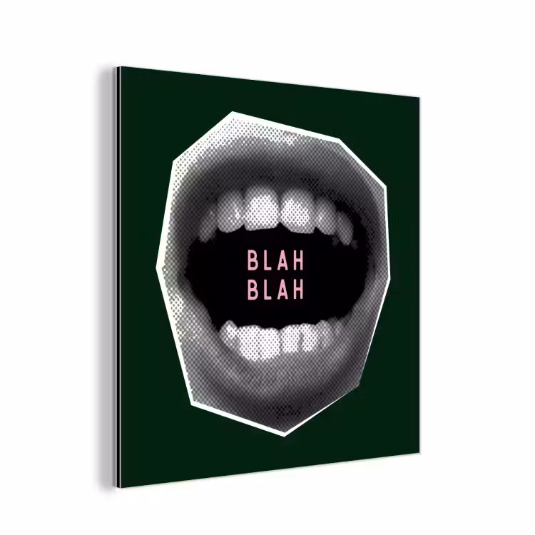 Aluminium schilderij - Mond - Groen - Illustratie - BLAH BLAH — 1