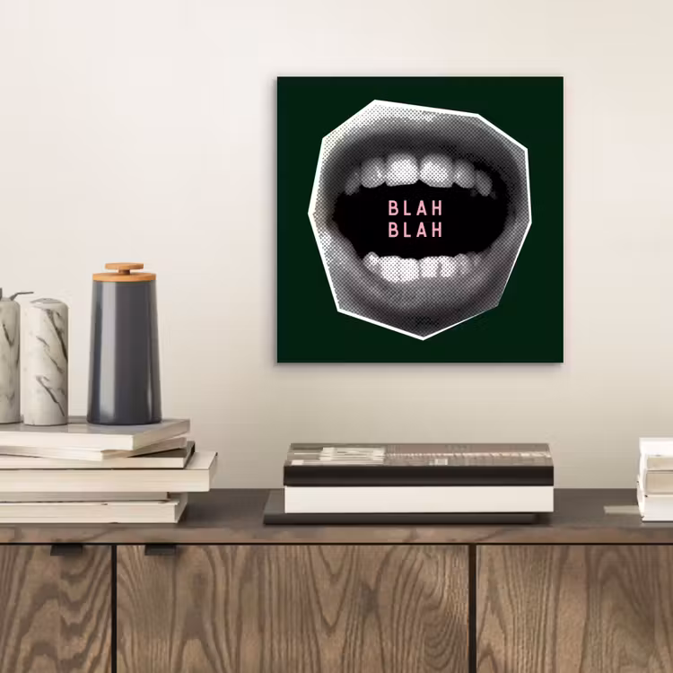 Aluminium schilderij - Mond - Groen - Illustratie - BLAH BLAH — 2