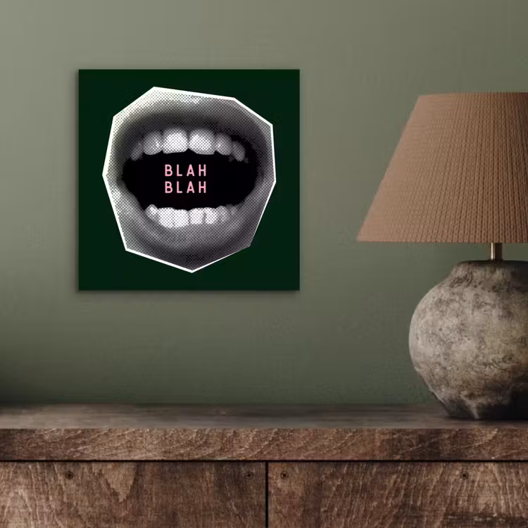 Aluminium schilderij - Mond - Groen - Illustratie - BLAH BLAH — 3