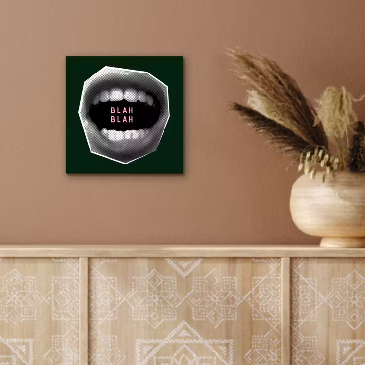 Aluminium schilderij - Mond - Groen - Illustratie - BLAH BLAH — 5