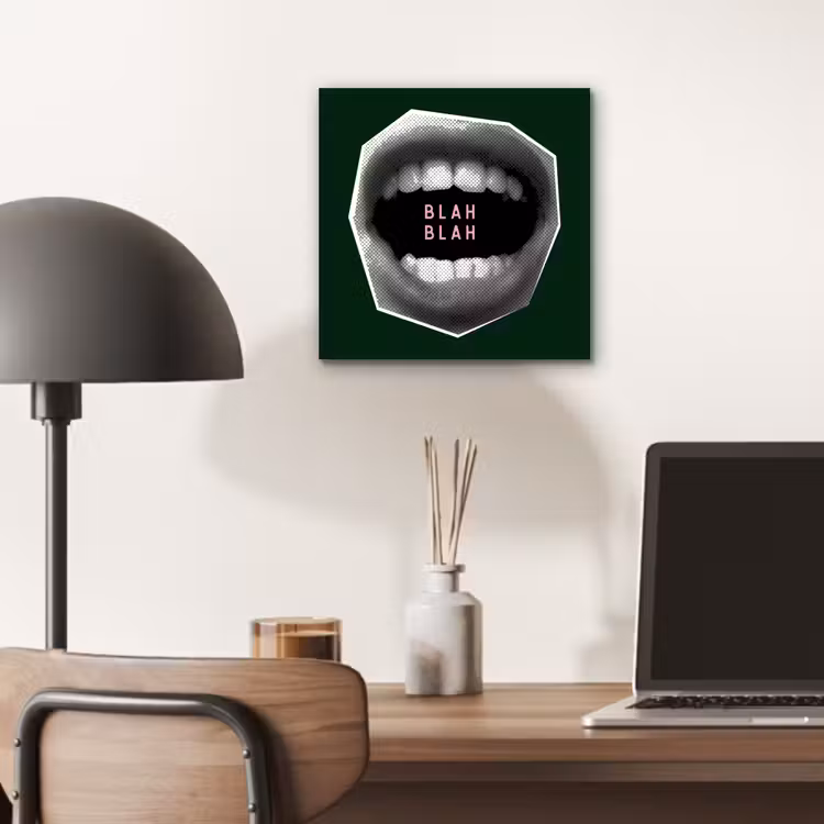 Aluminium schilderij - Mond - Groen - Illustratie - BLAH BLAH — 6