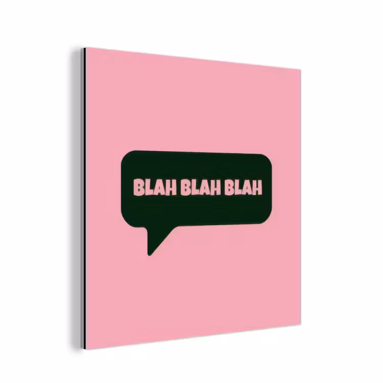 Aluminium schilderij - Roze - Tekstwolk - Groen - BLAH BLAH BLAH — 1
