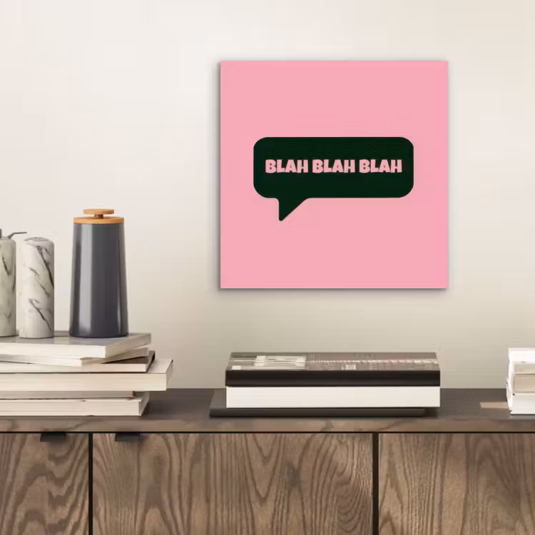 Aluminium schilderij - Roze - Tekstwolk - Groen - BLAH BLAH BLAH — 2