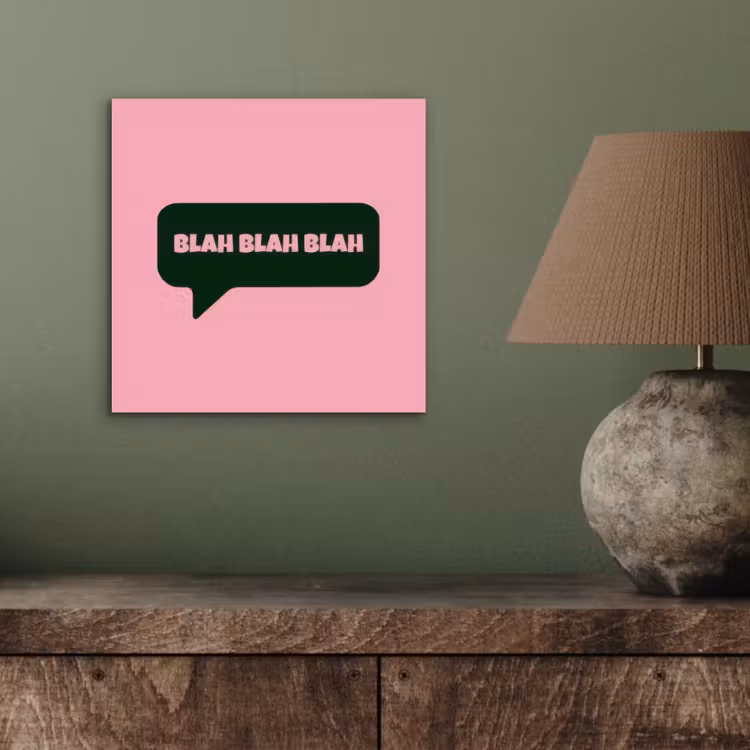 Aluminium schilderij - Roze - Tekstwolk - Groen - BLAH BLAH BLAH — 3