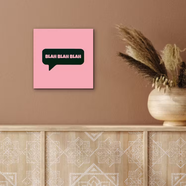 Aluminium schilderij - Roze - Tekstwolk - Groen - BLAH BLAH BLAH — 5
