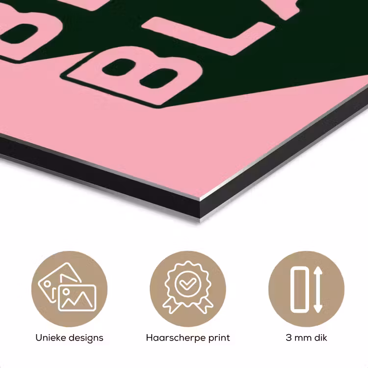 Aluminium schilderij - Tekst - Grafisch - Groen - Schaduw — 7