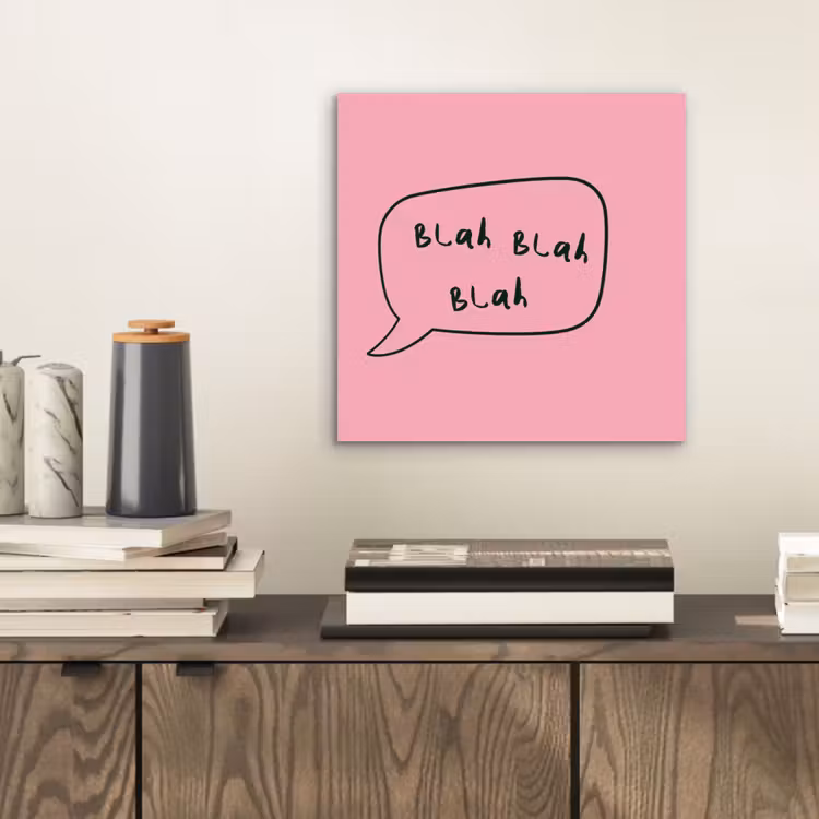 Aluminium schilderij - Tekstwolkje - BLAH BLAH BLAH - Roze — 2