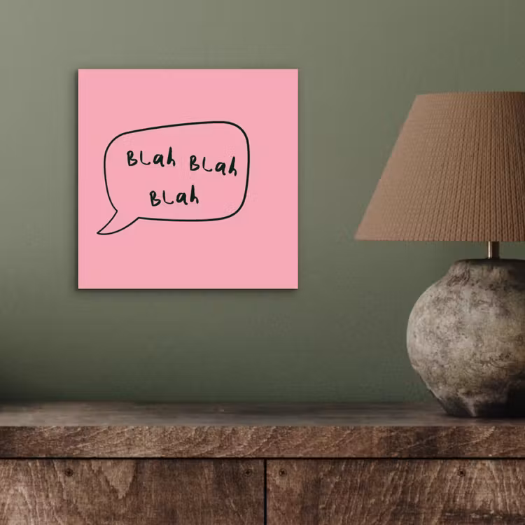 Aluminium schilderij - Tekstwolkje - BLAH BLAH BLAH - Roze — 3