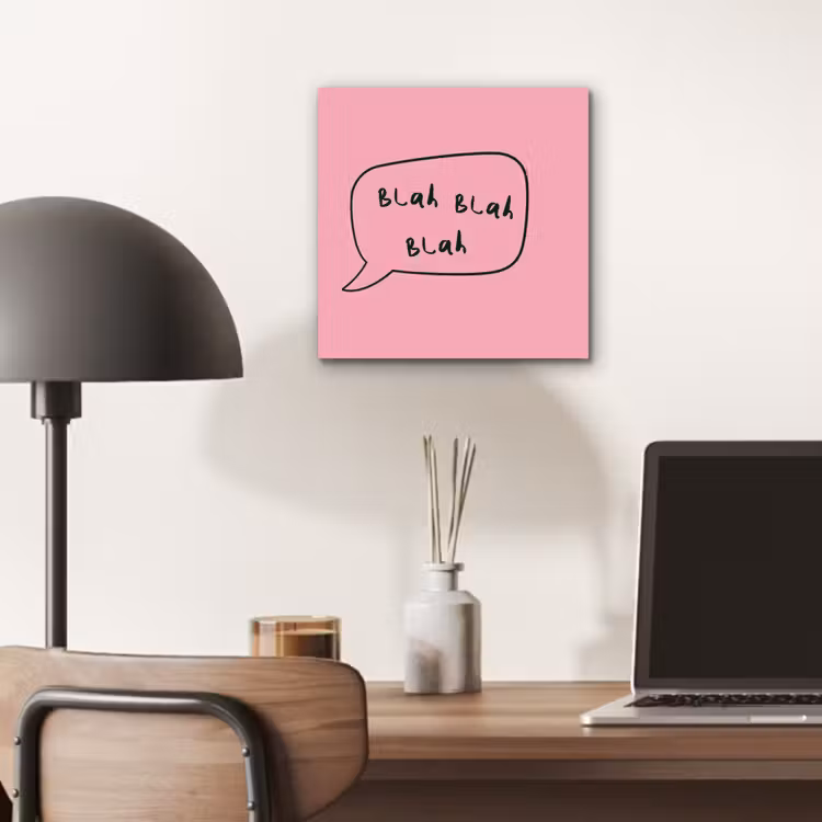 Aluminium schilderij - Tekstwolkje - BLAH BLAH BLAH - Roze — 6