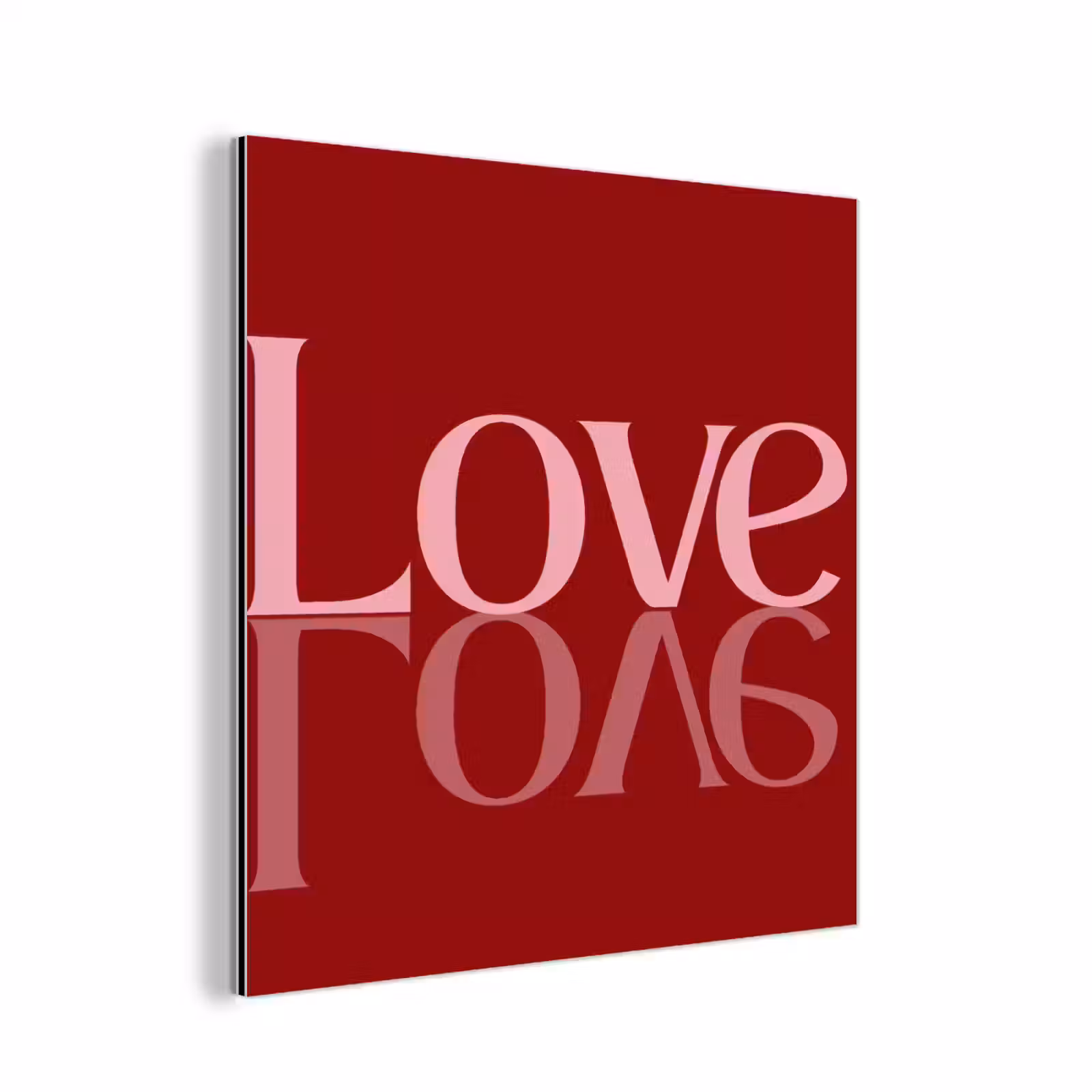 Aluminium schilderij - Love - Spiegeling - Rood — 1