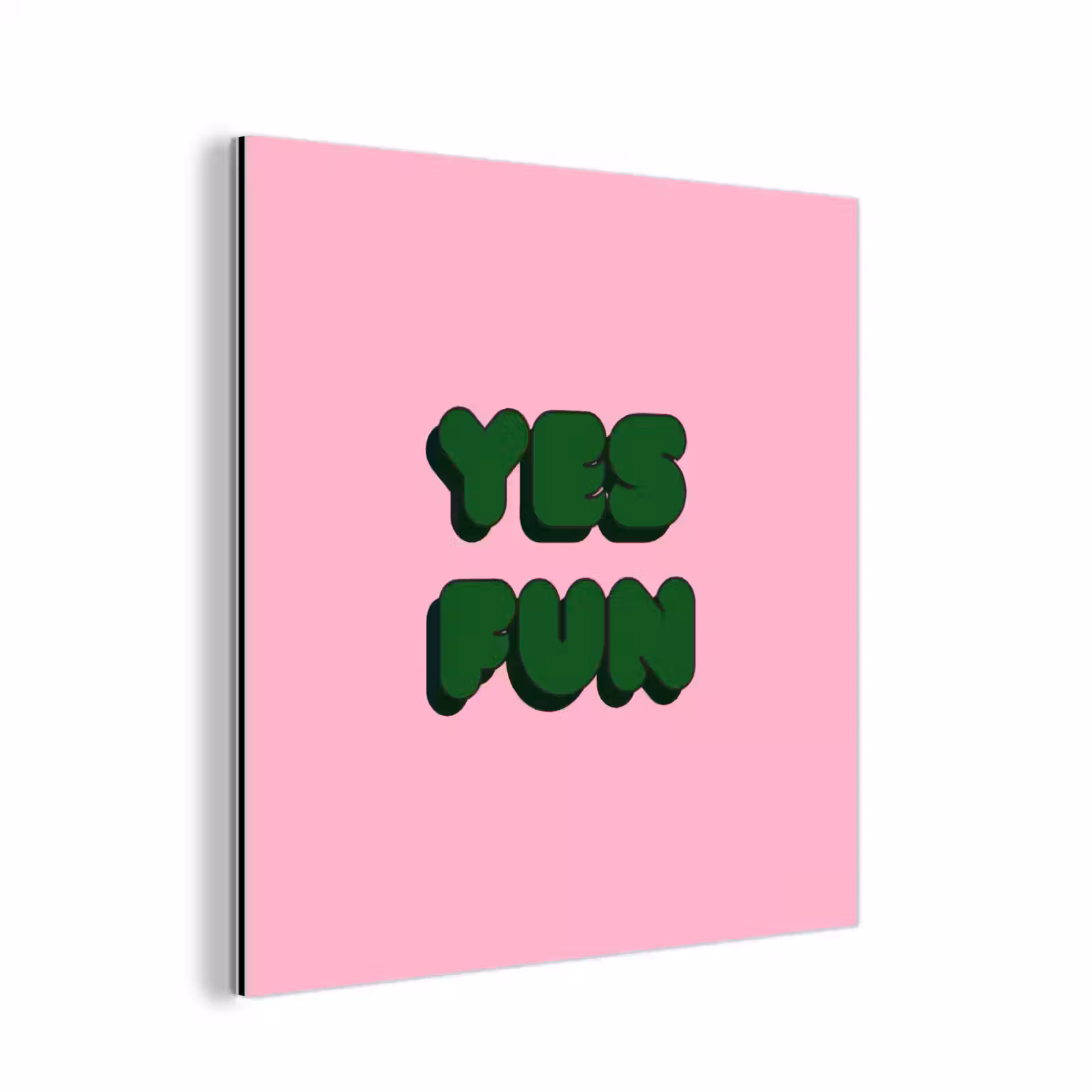 Aluminium schilderij - Yes fun - Groen - Roze — 1