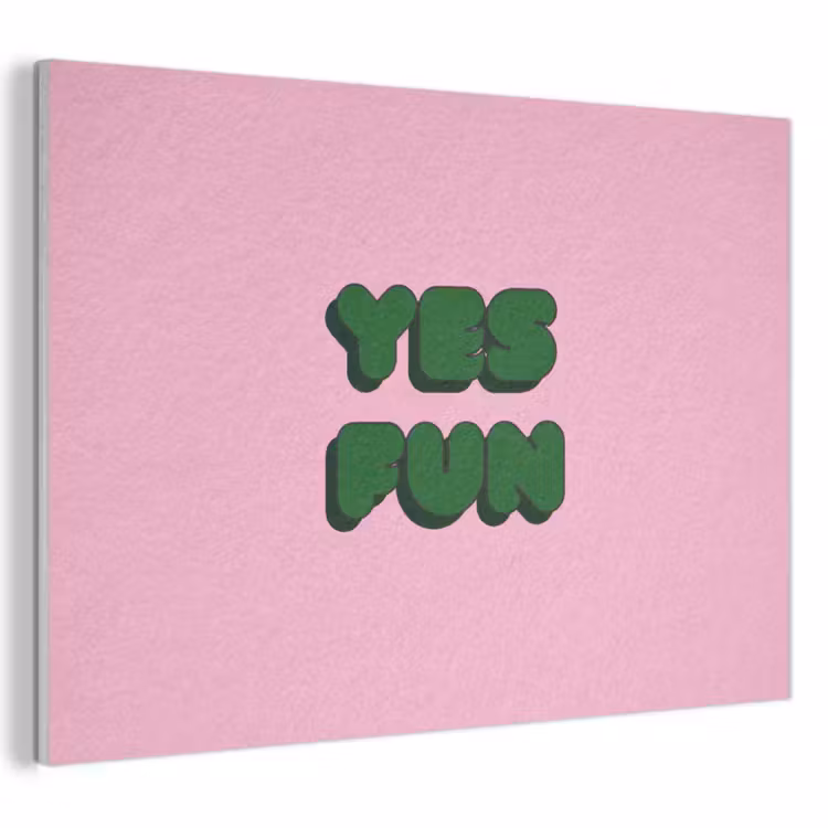 Akoestisch schilderij - Yes fun - Groen - Roze — 1