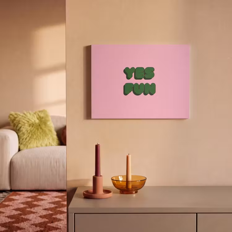 Akoestisch schilderij - Yes fun - Groen - Roze — 2