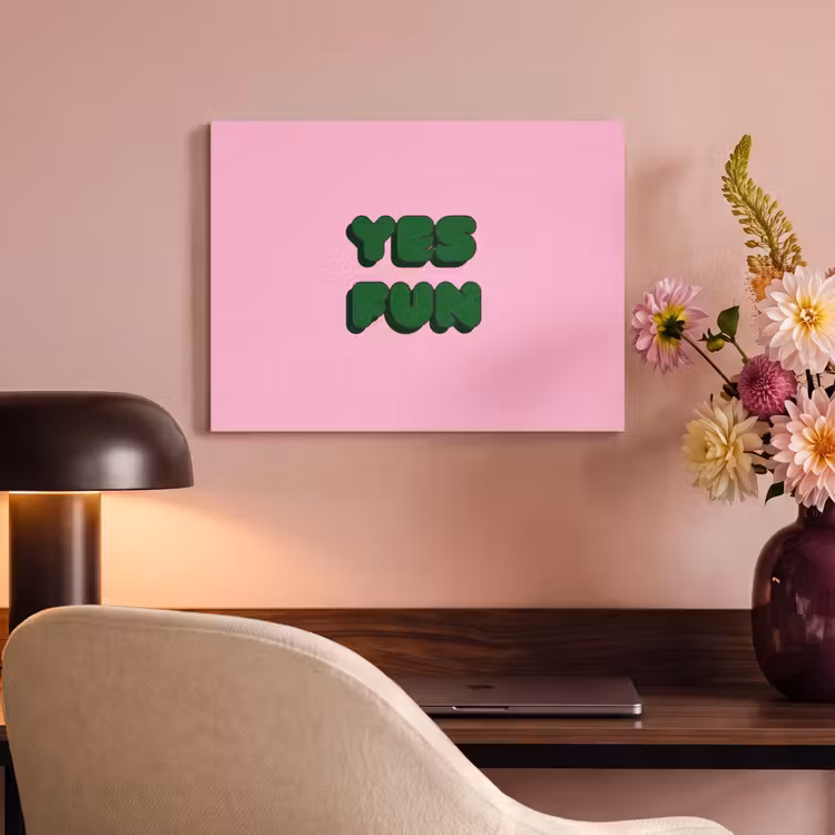 Akoestisch schilderij - Yes fun - Groen - Roze — 4