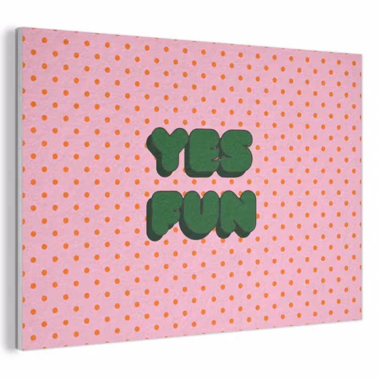 Akoestisch schilderij - Yes fun - Groen - Roze - Stippen — 1