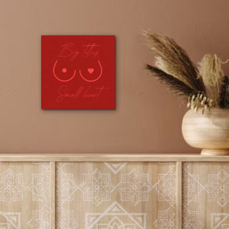 Aluminium schilderij - Big titties small heart - Rood - Hart — 5