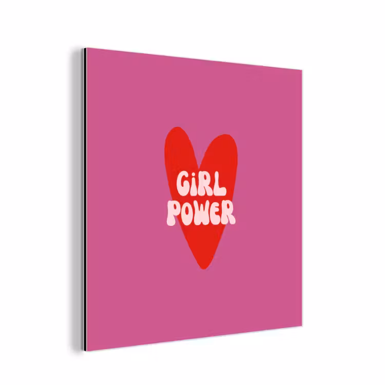 Aluminium schilderij - Girl power - Hart - Roze - Rood — 1