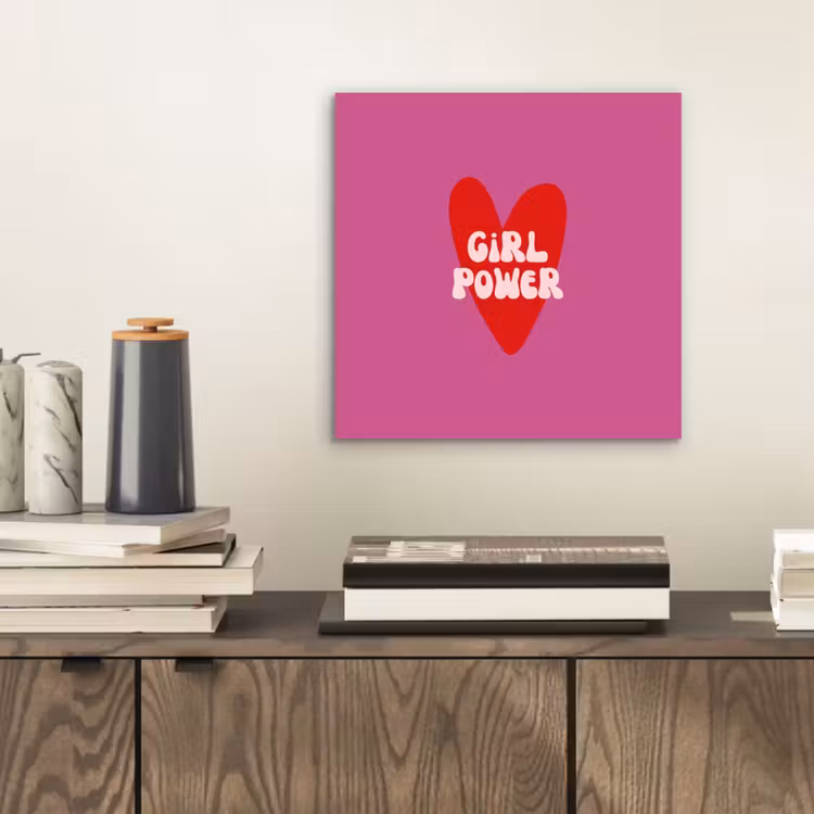 Aluminium schilderij - Girl power - Hart - Roze - Rood — 2