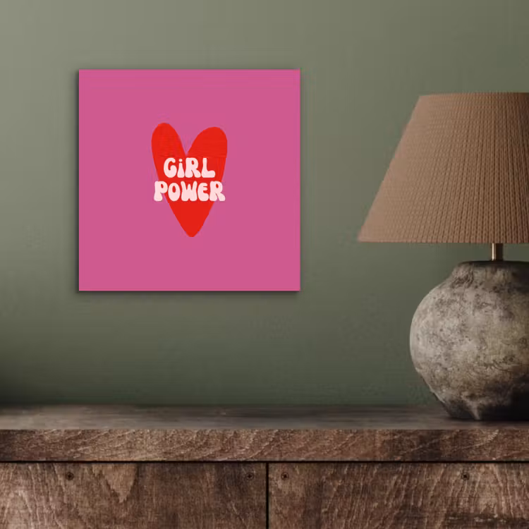 Aluminium schilderij - Girl power - Hart - Roze - Rood — 3