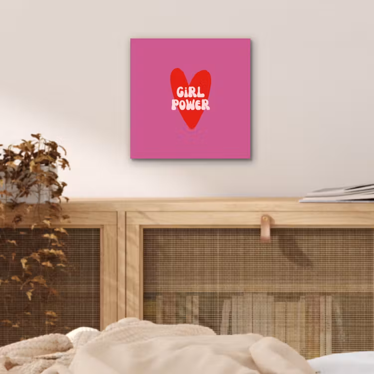 Aluminium schilderij - Girl power - Hart - Roze - Rood — 4