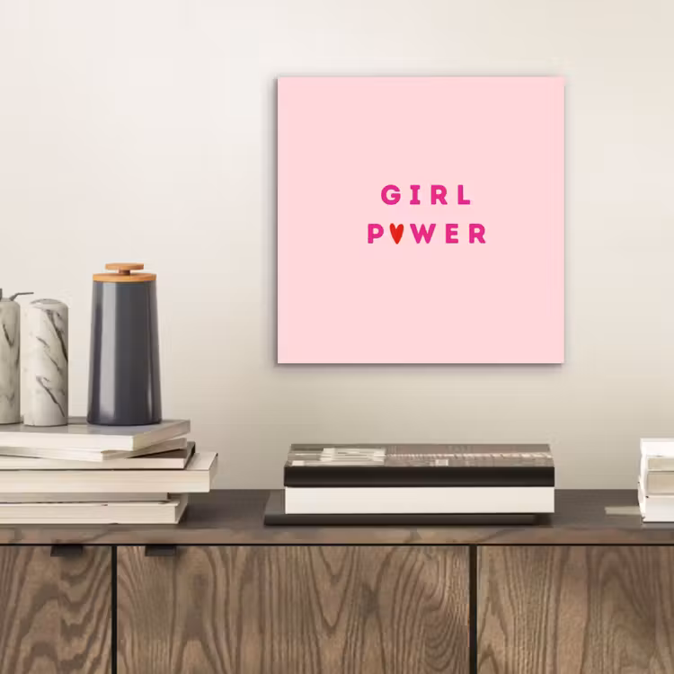 Aluminium schilderij - Girl power - Roze - Hartje — 2