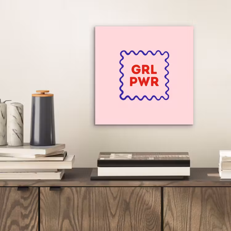 Aluminium schilderij - Grl pwr - Roze - Kader — 2