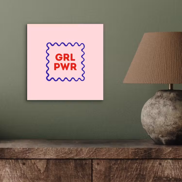 Aluminium schilderij - Grl pwr - Roze - Kader — 3