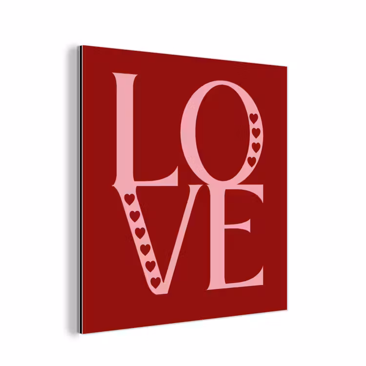Aluminium schilderij - Love - Rood - Hatjes — 1
