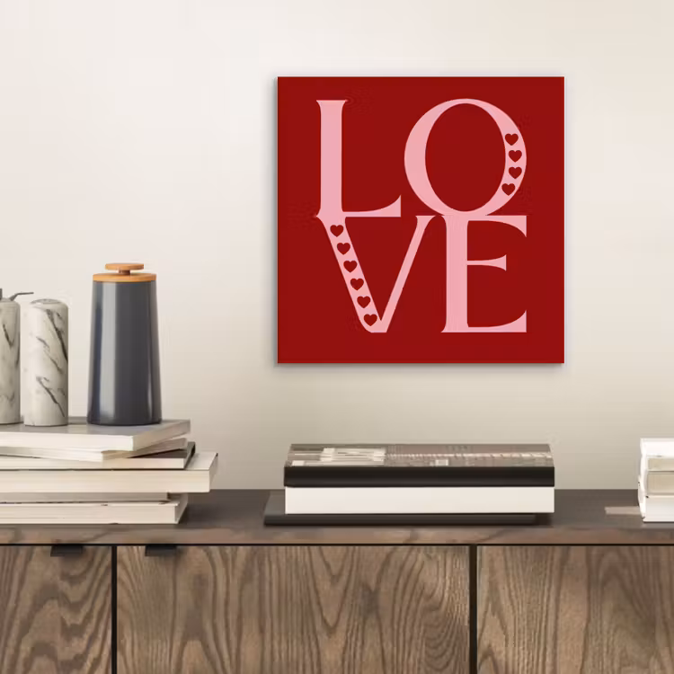 Aluminium schilderij - Love - Rood - Hatjes — 2