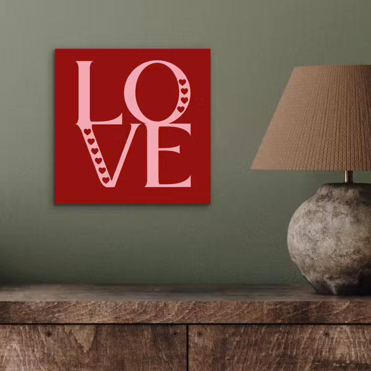 Aluminium schilderij - Love - Rood - Hatjes — 3