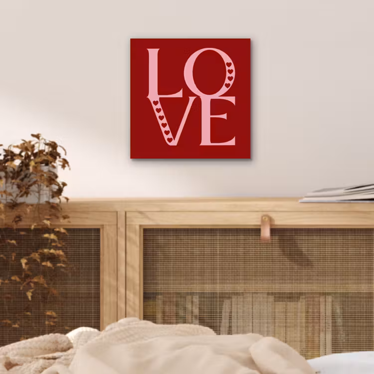 Aluminium schilderij - Love - Rood - Hatjes — 4