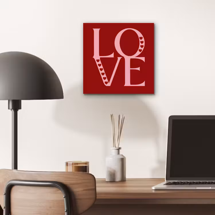 Aluminium schilderij - Love - Rood - Hatjes — 6