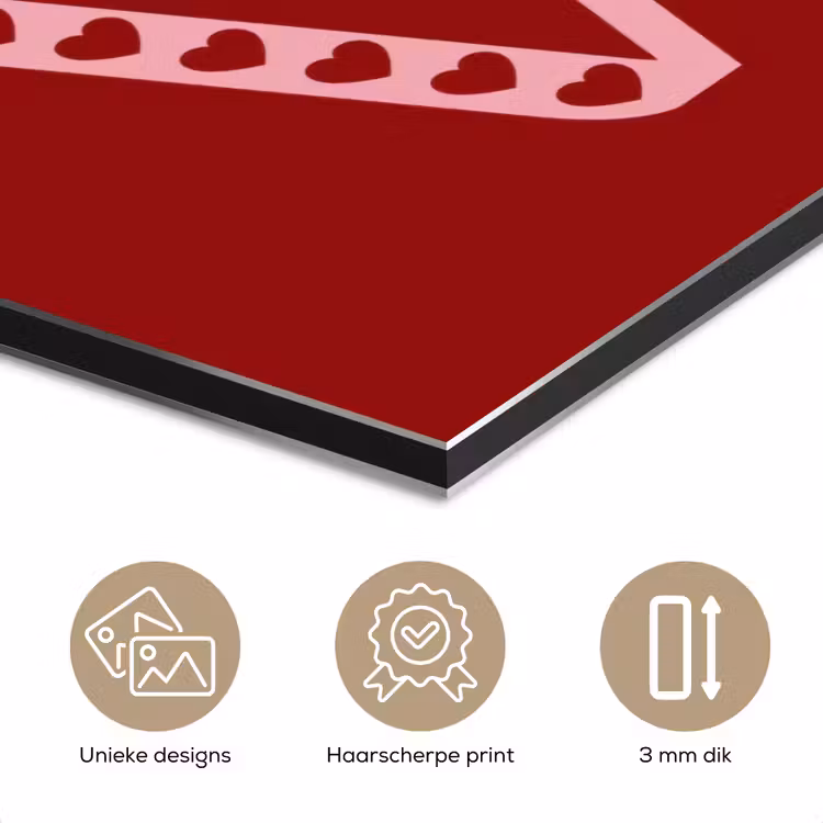 Aluminium schilderij - Love - Rood - Hatjes — 7