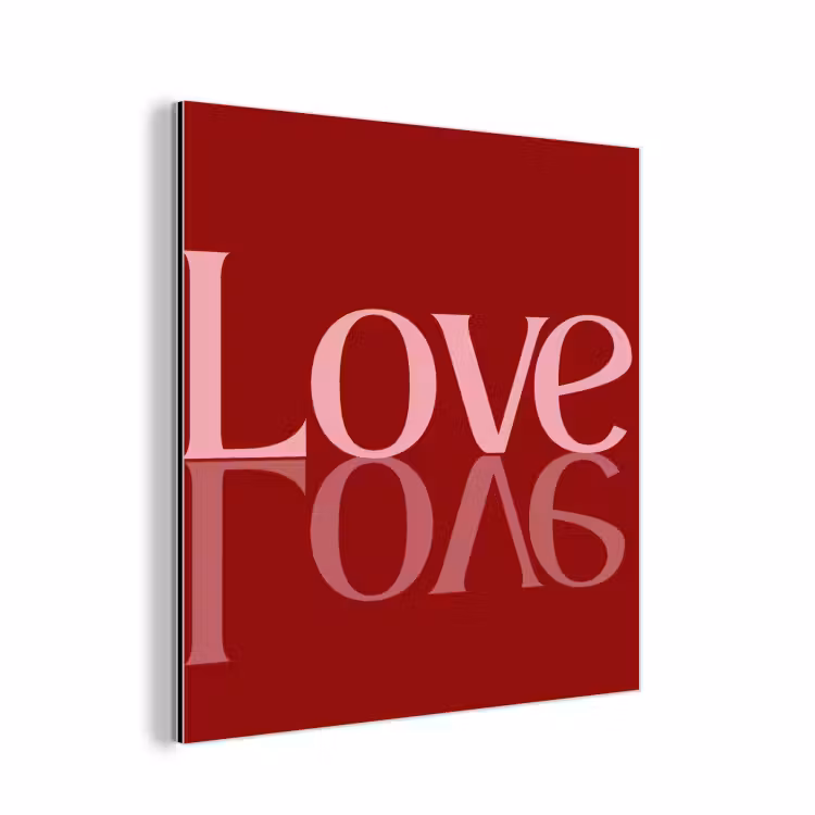 Aluminium schilderij - Love - Spiegeling - Rood — 1
