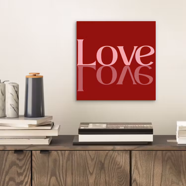 Aluminium schilderij - Love - Spiegeling - Rood — 2