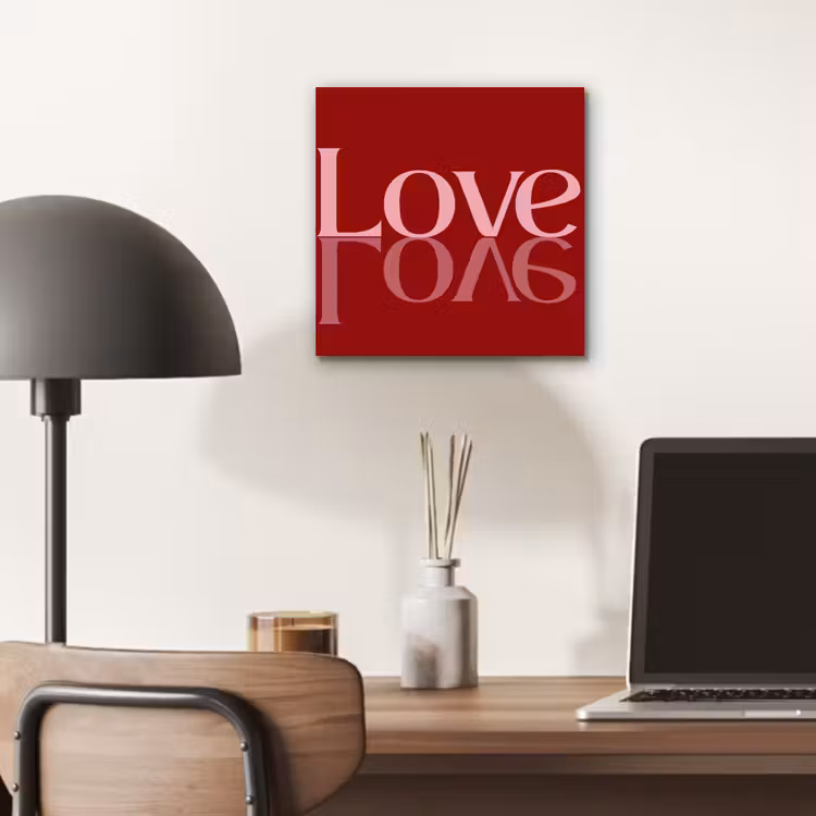 Aluminium schilderij - Love - Spiegeling - Rood — 6