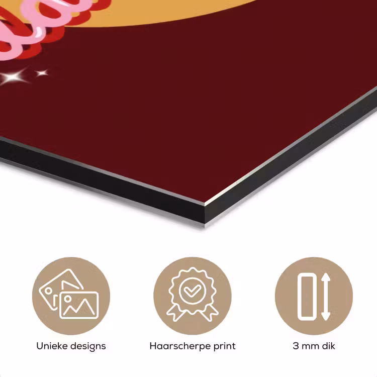 Aluminium schilderij - love your damn self - Cirkel - Glitter - Rood — 7