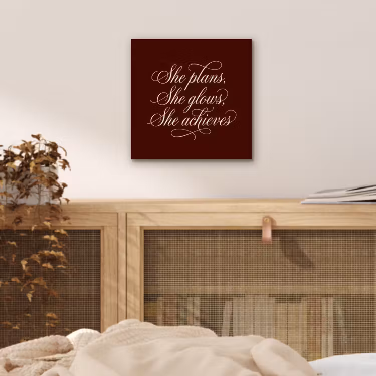 Aluminium schilderij - She plans she glows she achieves - Rood - Cursief — 4