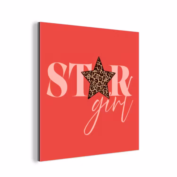 Aluminium schilderij - Star girl - Rood - Panter - Ster — 1