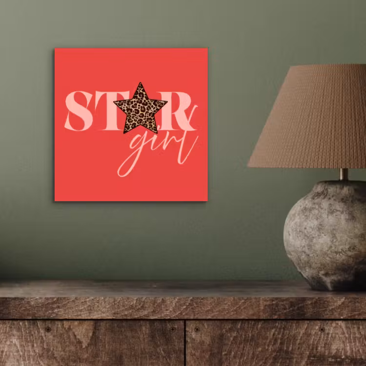 Aluminium schilderij - Star girl - Rood - Panter - Ster — 3