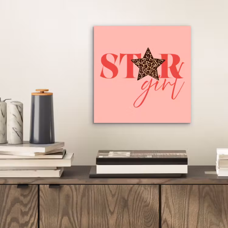 Aluminium schilderij - Star girl - Roze - Panter - Ster — 2
