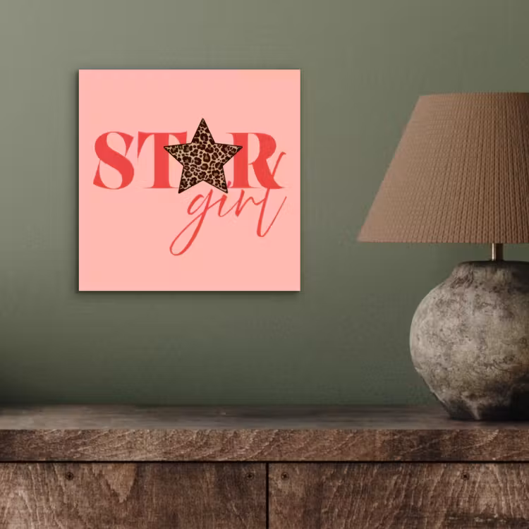 Aluminium schilderij - Star girl - Roze - Panter - Ster — 3