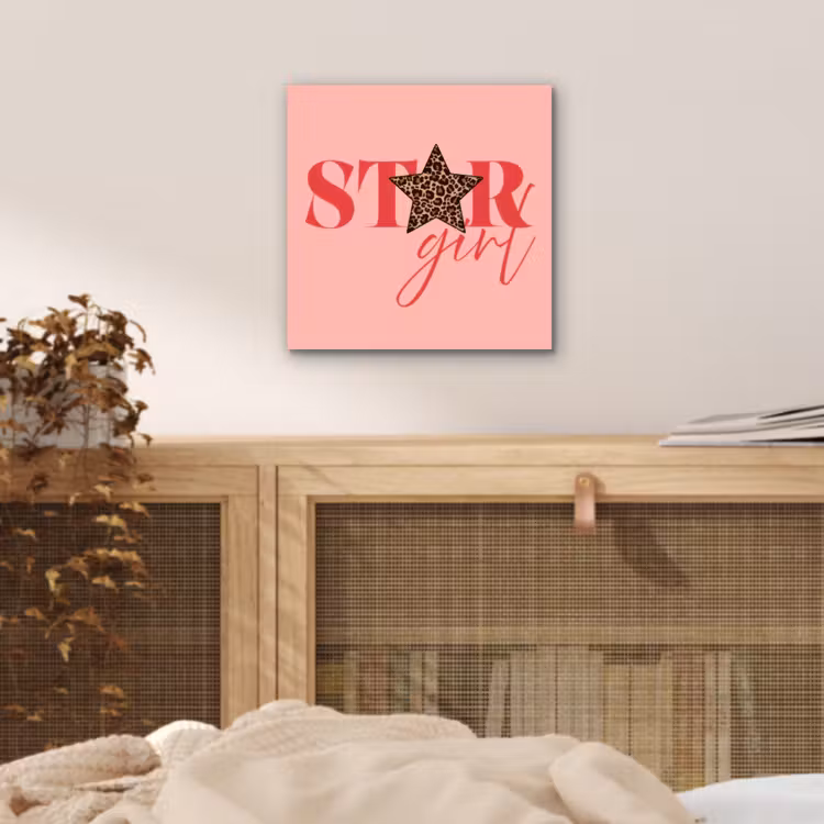Aluminium schilderij - Star girl - Roze - Panter - Ster — 4