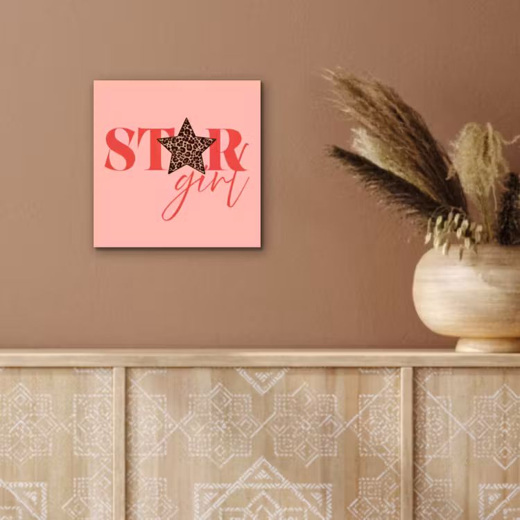 Aluminium schilderij - Star girl - Roze - Panter - Ster — 5