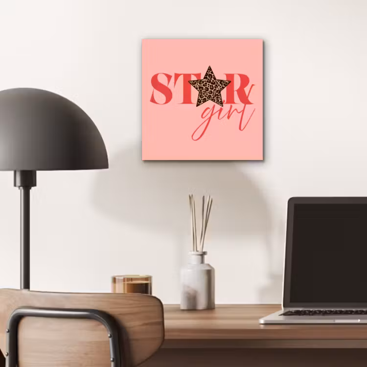 Aluminium schilderij - Star girl - Roze - Panter - Ster — 6