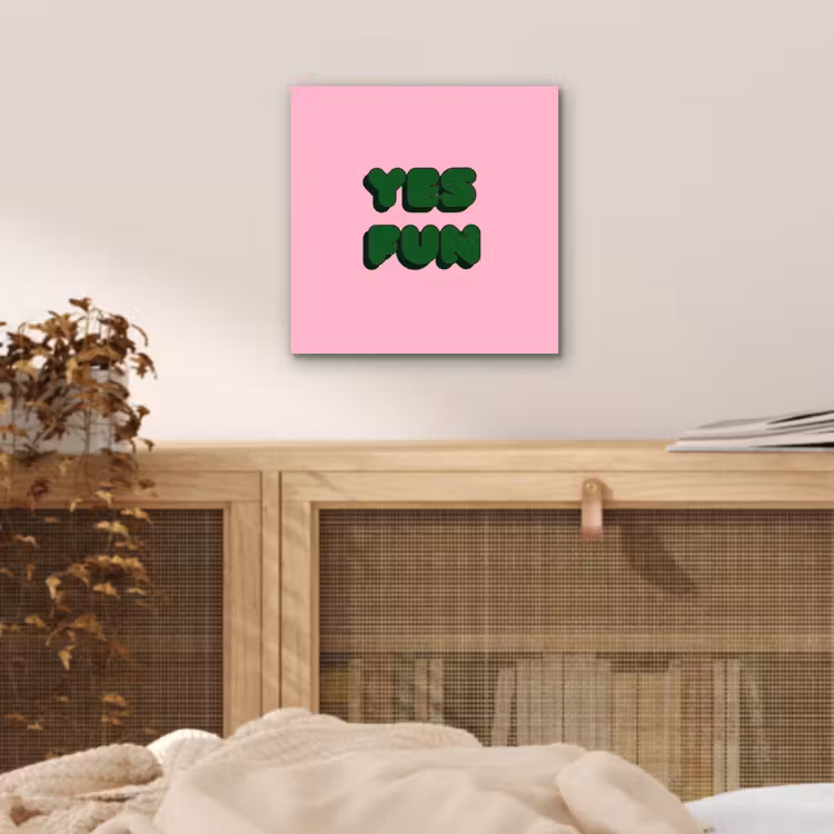 Aluminium schilderij - Yes fun - Groen - Roze — 4