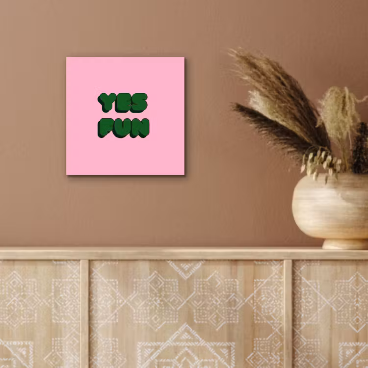 Aluminium schilderij - Yes fun - Groen - Roze — 5